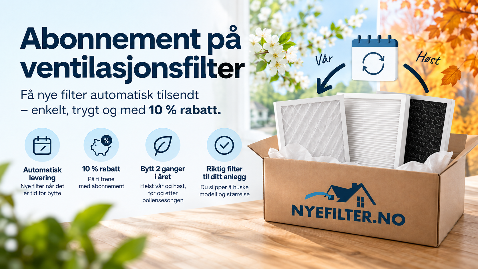 Abonnement på ventilasjonsfilter – få nye filter automatisk
